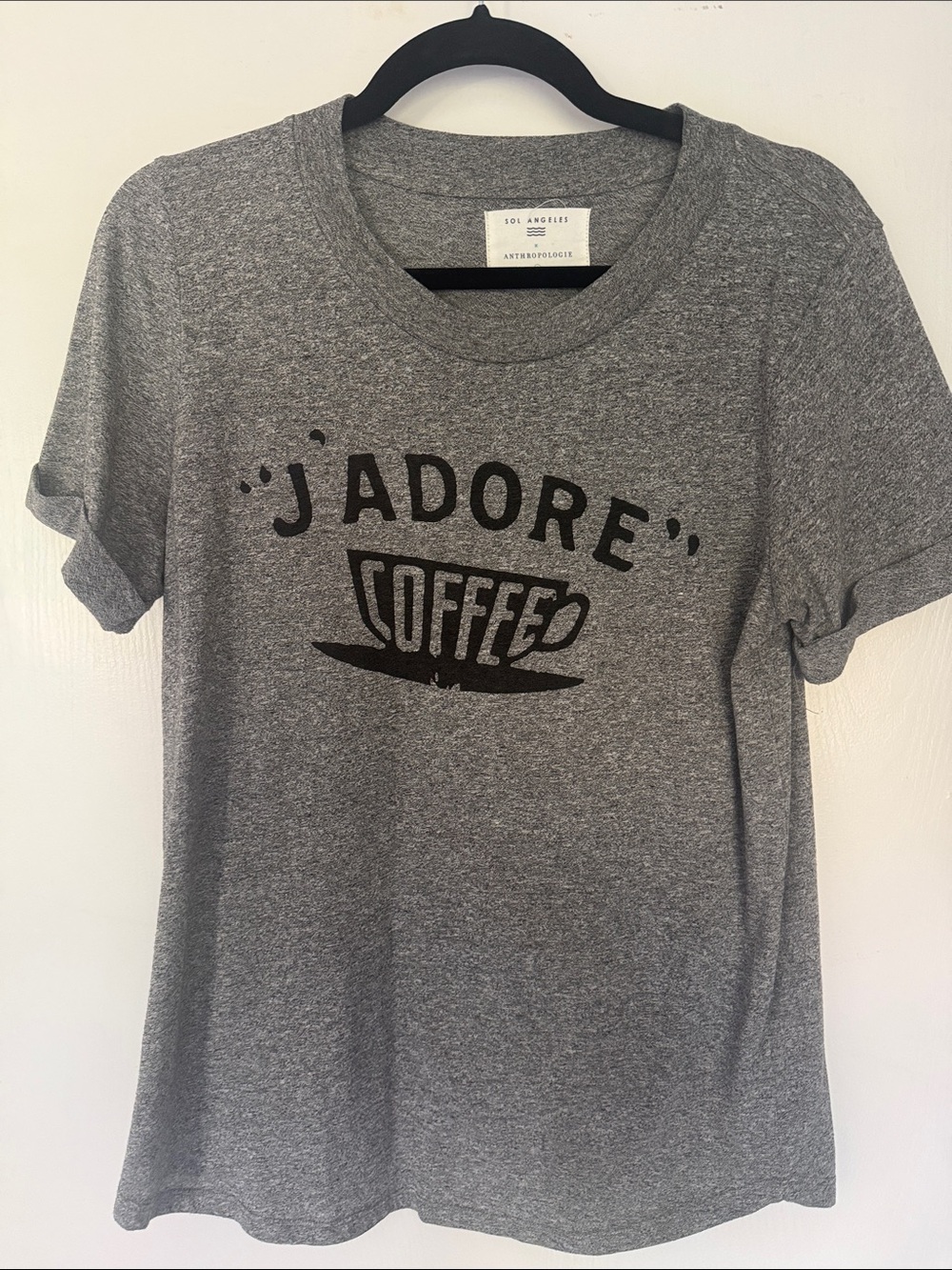 Anthropologie Gray 'J'ADORE' Coffee Tee